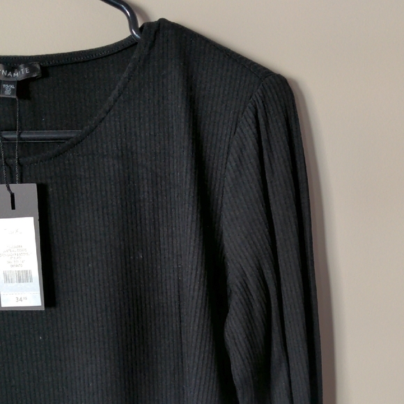 Dynamite Black Ribbed Open-Back Bodysuit - Picture 6 of 13